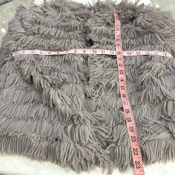 She + Sky Mocha Faux Fur Layered Hippie Shag Open Front Coat Size L‎ (891) - Picture 12 of 13